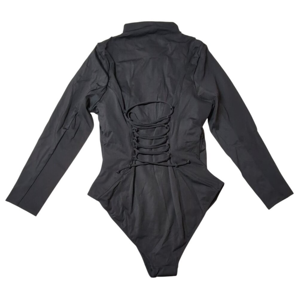 TA3 Surfy Swimsuit NWT Womens 4X Reg/Long Black Long-Sleeve One Piece Shapewear - Picture 2 of 13